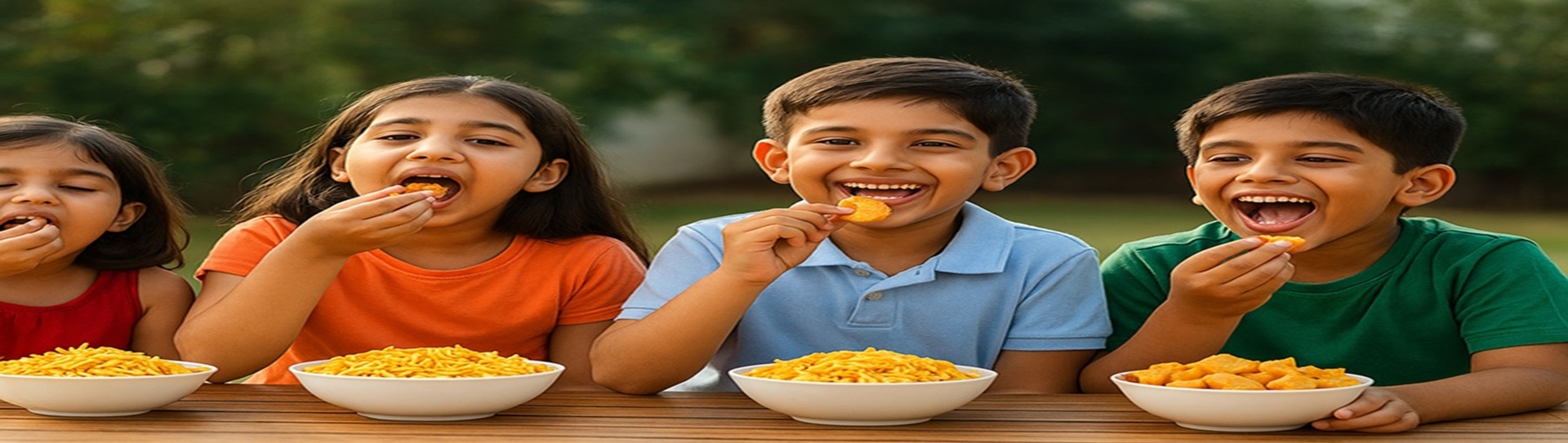 Kids enjoying Namkeen